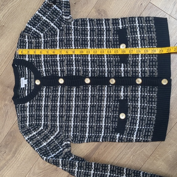 J Crew Factory Tweed Lady Cardigan Black & white Size Small - Picture 5 of 8
